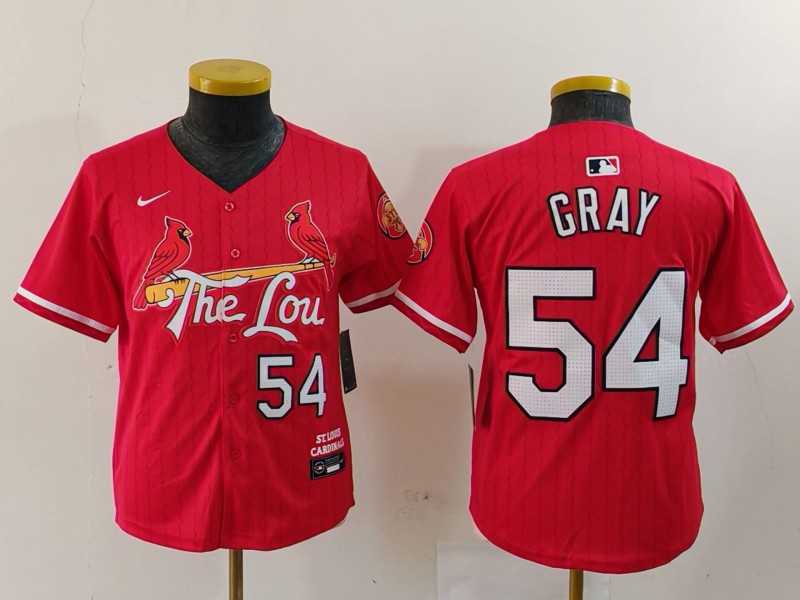 Youth St Louis Cardinals #54 Sonny Gray Red 2024 City Connect Limited Stitched Baseball Jersey->mlb youth jerseys->MLB Jersey